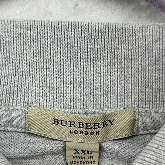 Burberry London Polo Shirt Mens 2XL Gray Long Sleeves Pullover Vented Mini Logo - Picture 13 of 15
